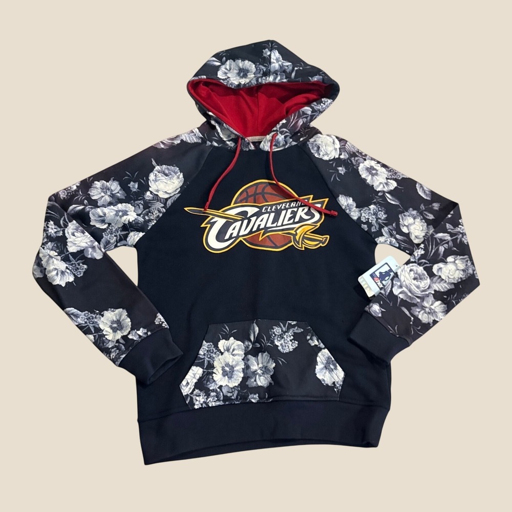 NBA Cleveland Cavaliers Floral Hoodie Women's XS Blue Pullover Sweatshirt NWT